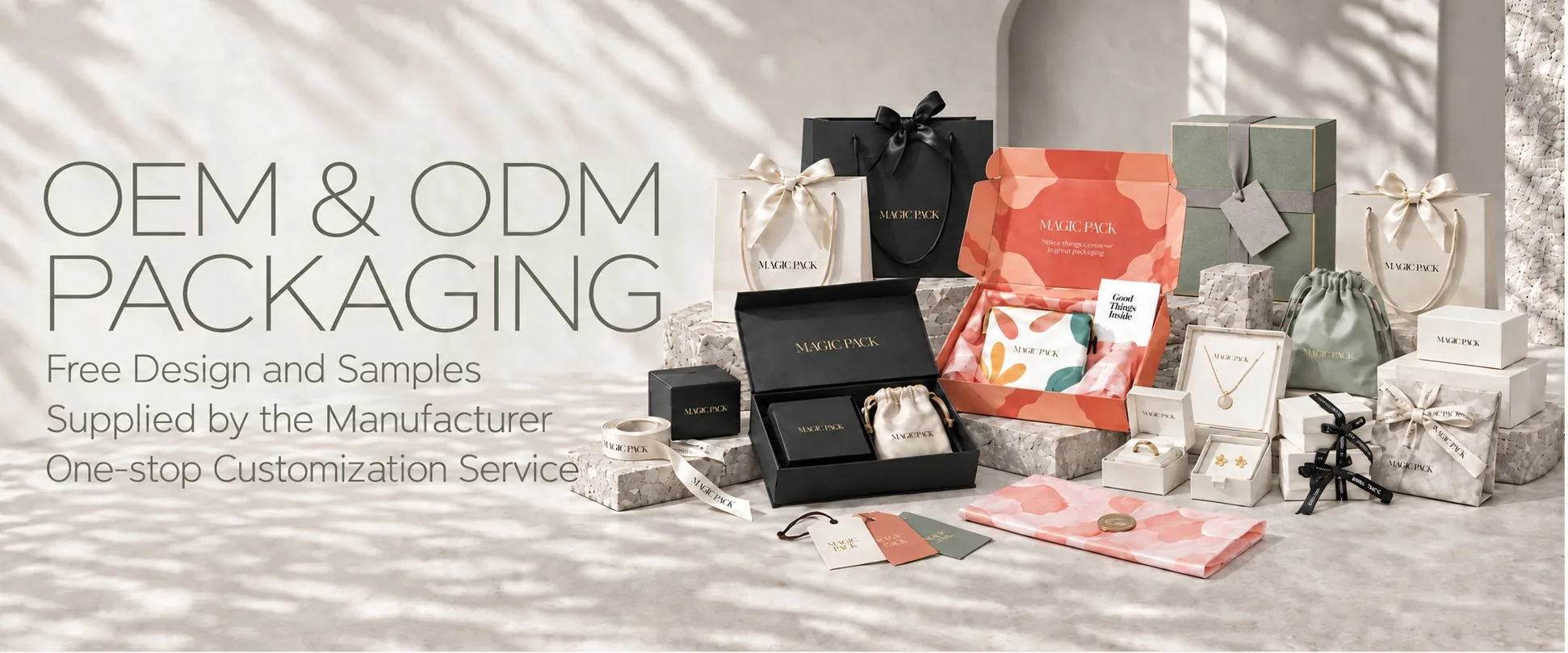 OEM & ODM custom packaging by ELAPACK: gift boxes, shopping bags, pouches and jewelry packaging